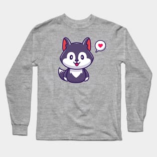 Cute Wolf With Love Bubbles Long Sleeve T-Shirt